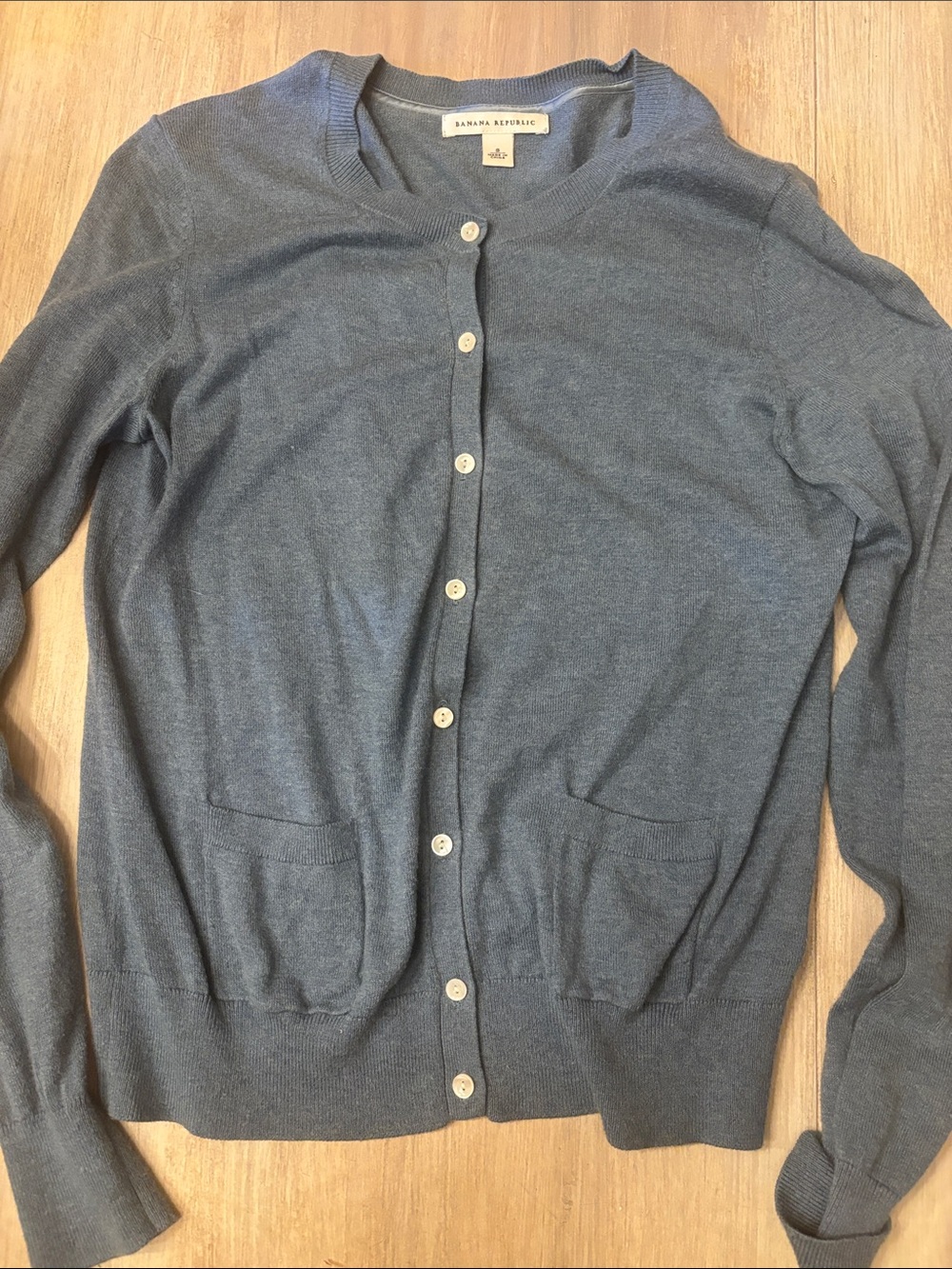 Banana Republic Slate Blue Button-Up Crew Cardigan